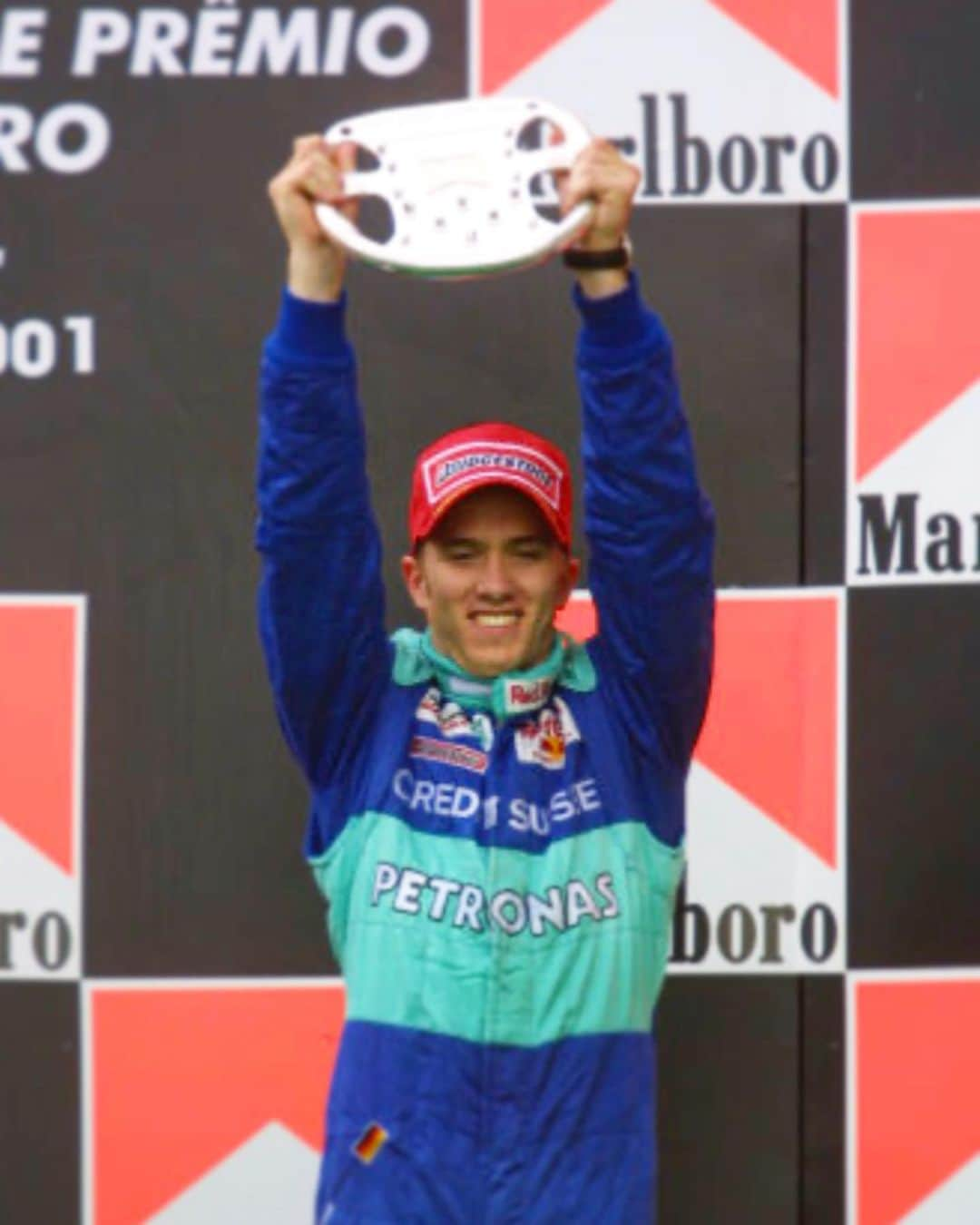 ニック・ハイドフェルドのインスタグラム：「#throwback to #saopaulo #memories including my first #f1 #podium in 2001 in #wet conditions with #sauberpetronas #michaelschumacher #davidcoulthard also #rebellionracing #lmp1 #young . @sauberf1team @f1 @davidcoulthardf1 @michaelschumacher @massafelipe19 @bmwsauberf1team @rebellion_racing @skysportde @skydeutschland @fiawec_official」