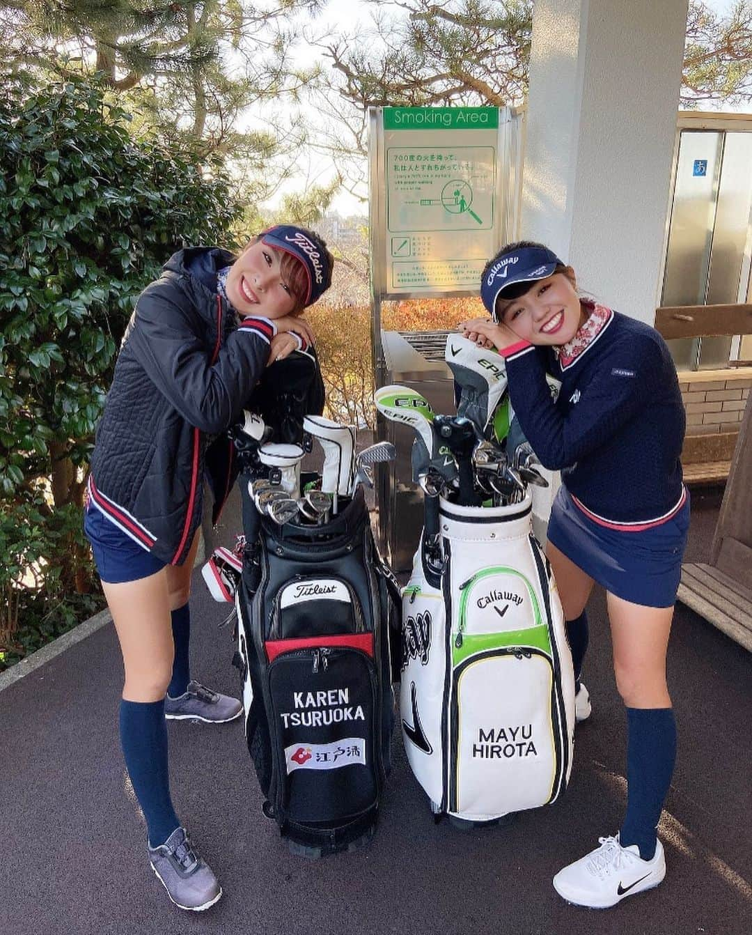 鶴岡果恋さんのインスタグラム写真 - (鶴岡果恋Instagram)「. 真優と一日中共に練習🏌🏼‍♀️ 練習でも本気で競い合う感じ たまらなくいい〜！！ 今日も勿論ペアルック😹♡ いい刺激を有難う お互い頑張ろう！！ #ゴルフ #kappa #kappagolf 真優のキャディーバックは一体なにが入ってるのだ それにしても膨らみ過ぎだ」11月17日 16時36分 - tsurukare