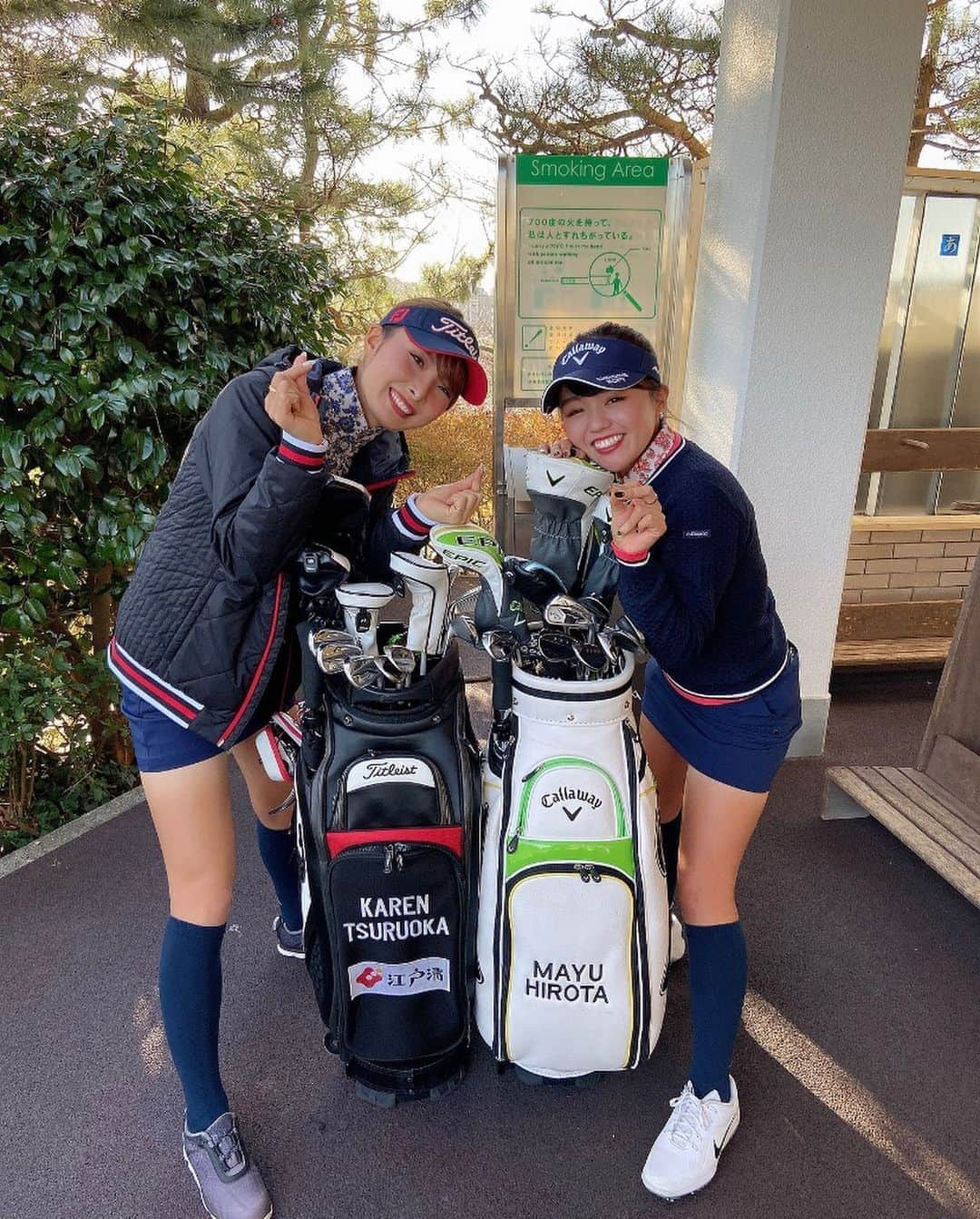 鶴岡果恋さんのインスタグラム写真 - (鶴岡果恋Instagram)「. 真優と一日中共に練習🏌🏼‍♀️ 練習でも本気で競い合う感じ たまらなくいい〜！！ 今日も勿論ペアルック😹♡ いい刺激を有難う お互い頑張ろう！！ #ゴルフ #kappa #kappagolf 真優のキャディーバックは一体なにが入ってるのだ それにしても膨らみ過ぎだ」11月17日 16時36分 - tsurukare