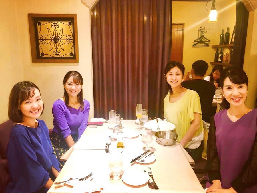のインスタグラム：「アナウンサー会♡  はるかちゃんの一時帰国に合わせて4人でイタリアンランチ😍🍽 * * ひと足早くお誕生日のお祝いもして貰いました🥂🤗💕 * * #girlstalk #女子会 #定例会 #汐留 #ジリオ #アナウンサー #ほっこり #癒し #birthday #lunch #sweets #🇮🇹 #🍝 #🎂」