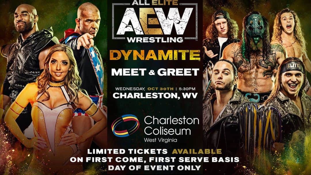 マット・ジャクソンのインスタグラム：「Come meet us, SCU, ALLIE & Jurassic Express in Charleston before #AEWDynamite!」