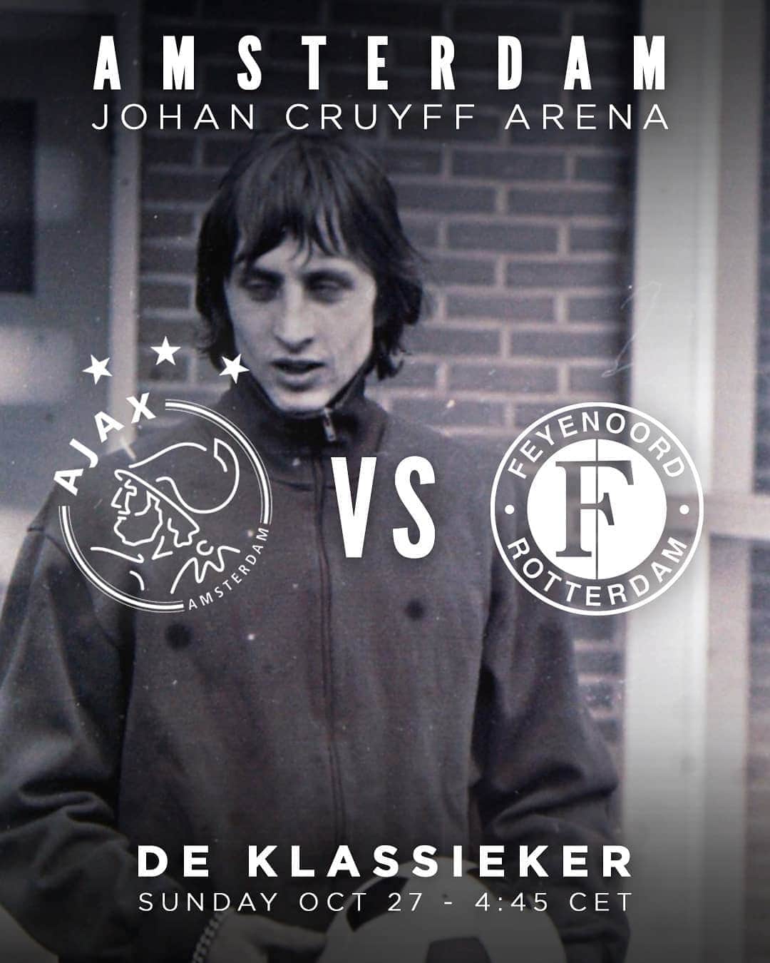ヨハン・クライフのインスタグラム：「Let's play ball! ⚽ #CruyffLegacy #DeKlassieker 📸 ©cruyffmanagement」
