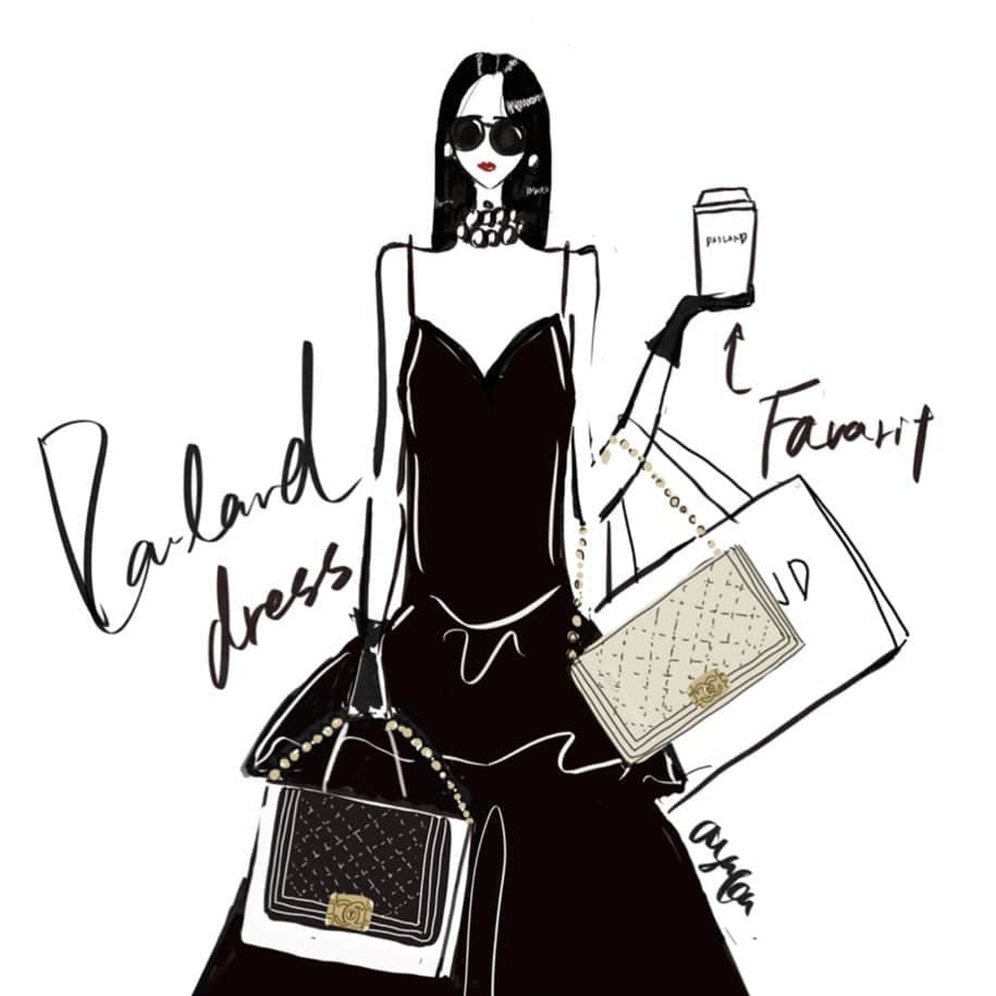 川原あやかさんのインスタグラム写真 - (川原あやかInstagram)「my illustration. black  dress girl. . 久しぶりに描きました❤︎ . #fashion #fashionillustration #illustration #black #blackdress #chanel #dior」10月25日 17時05分 - ayaka.decor