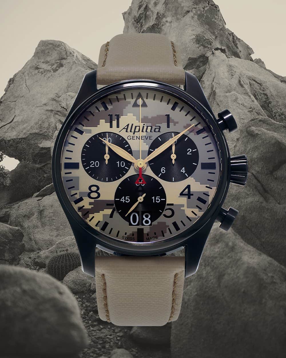 Alpina Watches Japanさんのインスタグラム写真 - (Alpina Watches JapanInstagram)「ㅤㅤㅤ 子供っぽくなりがちな迷彩は、本物志向のパイロットウォッチで嫌味なくお洒落 ㅤㅤㅤ 《スタータイマー パイロット ビッグデイト クロノグラフ》 AL-372MLY4FBS6 ㅤㅤㅤ #Alpina #AlpinaWatchesJapan #swissmade #swisswatch #watch #wristwatch #sportwatch #outdoor #startimer #pilot #bigdate #quartz #10atm #LeatherStrap #アルピナ #アルピナウォッチ #スイス時計 #時計 #腕時計 #スポーツウォッチ #アウトドア #スタータイマー #パイロット #ビッグデイト #クォーツ #10気圧防水 #レザーストラップ」10月25日 19時00分 - alpinawatchesjapan