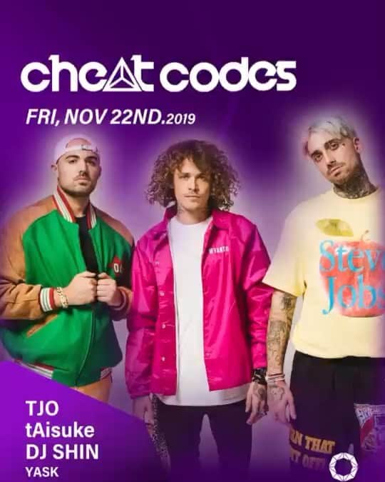 のインスタグラム：「【CHEAT CODES】 「No Promises」を始め、デビュー以降数々のヒット曲を量産し、今年も各国の音楽フェスを沸かせてきたDJ/プロデューサートリオ #CheatCodes が11/22(金)に  #seloctagontokyo にて、待望の来日公演が決定しました🇯🇵😆🙌 ✨ 貴重なこの機会をお見逃しなく❣️ #チートコーズ #来日」