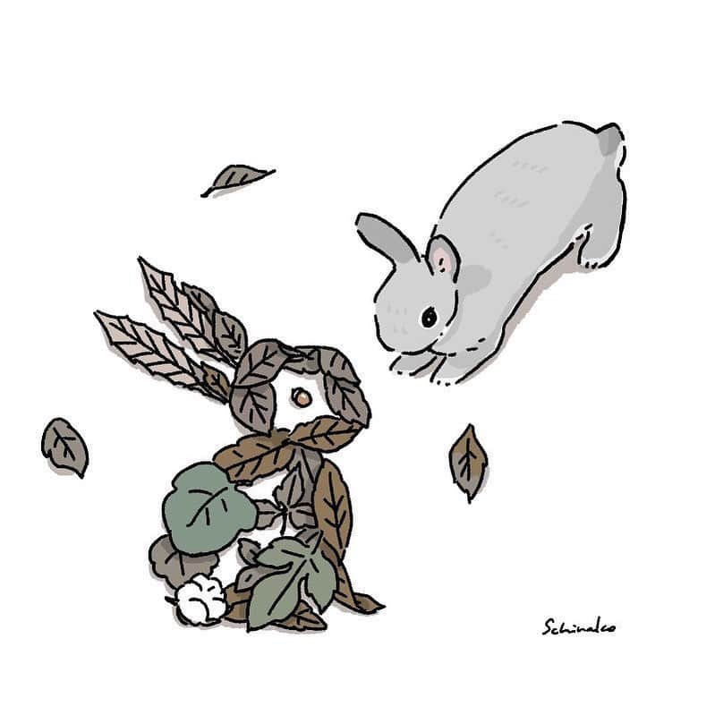 森山標子(しなこ)/Schinakoさんのインスタグラム写真 - (森山標子(しなこ)/SchinakoInstagram)「Day 25 Rabbit of fallen leaves🍂 落ち葉のうさぎさん🐇 #inktober #Inktober2019 * #illustration#art#drawing#design#acrylicpaint#アクリル絵の具#rabbit#bunny#うさぎ」10月25日 22時44分 - schinako