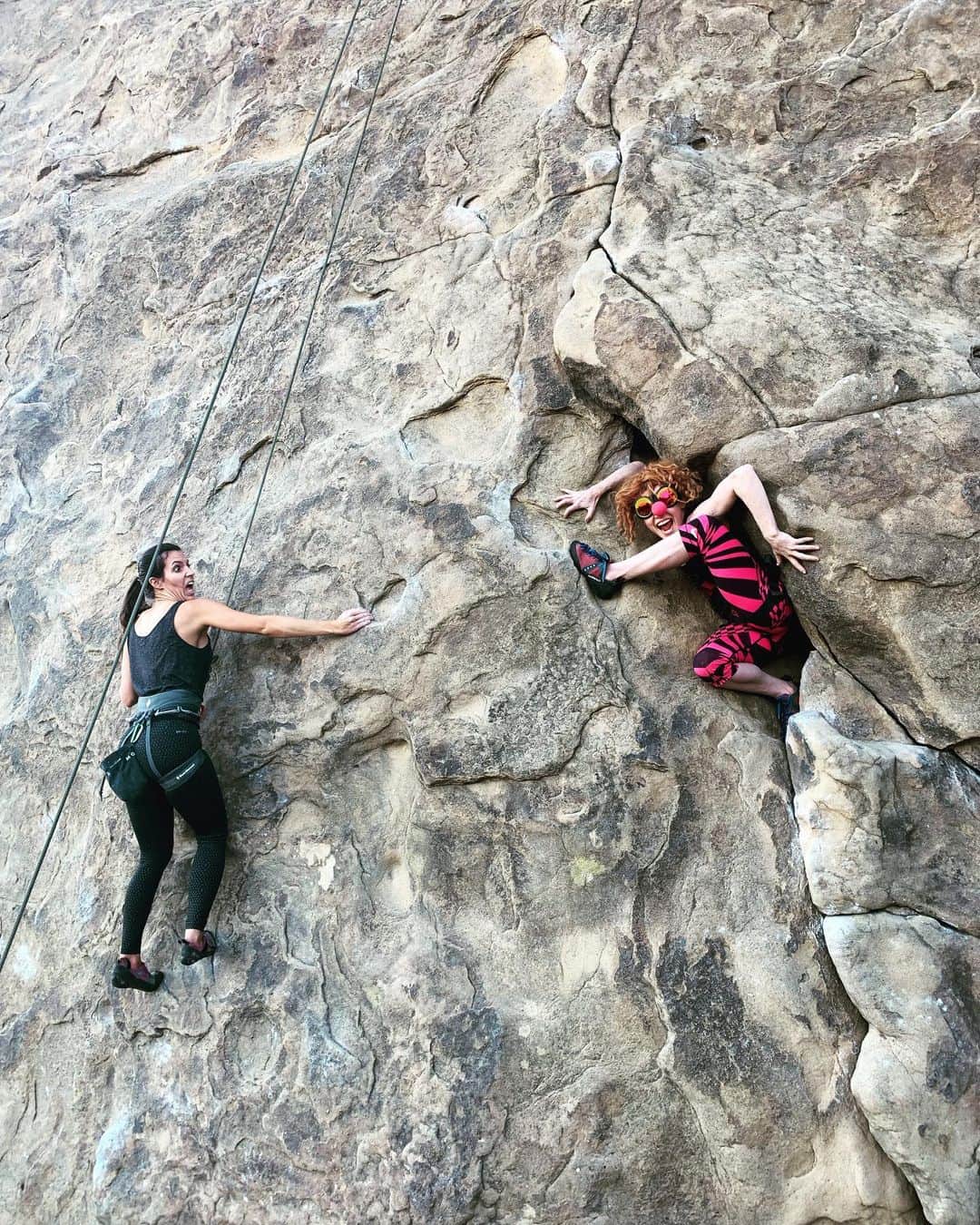 ボニー・モーガンのインスタグラム：「Friday on the rocks! #rockbadger #adventuresofbendybonnie #hydrax #clowningaround #scaringtheladies #geckogirl #shenanigans #stonypointe #rockclimbing #bendybonnie」