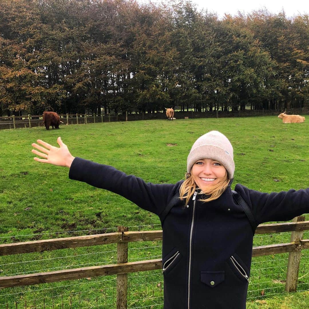 ジョアンナ・ブラッディのインスタグラム：「Finally saw highland cows in person!! Dreams! 🤗」