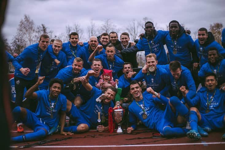 瀬戸貴幸のインスタグラム：「TU UN ES PAR RFS!🦁﻿ ﻿ ラトビアカップ優勝しました🏆🏅﻿ すごくハードな試合でしたがチーム一丸となって勝つことができました。このチームにとって初タイトル、初トロフィー！新たな歴史を作りました！﻿ ﻿ #fkrfs﻿ #latviacup #champion」