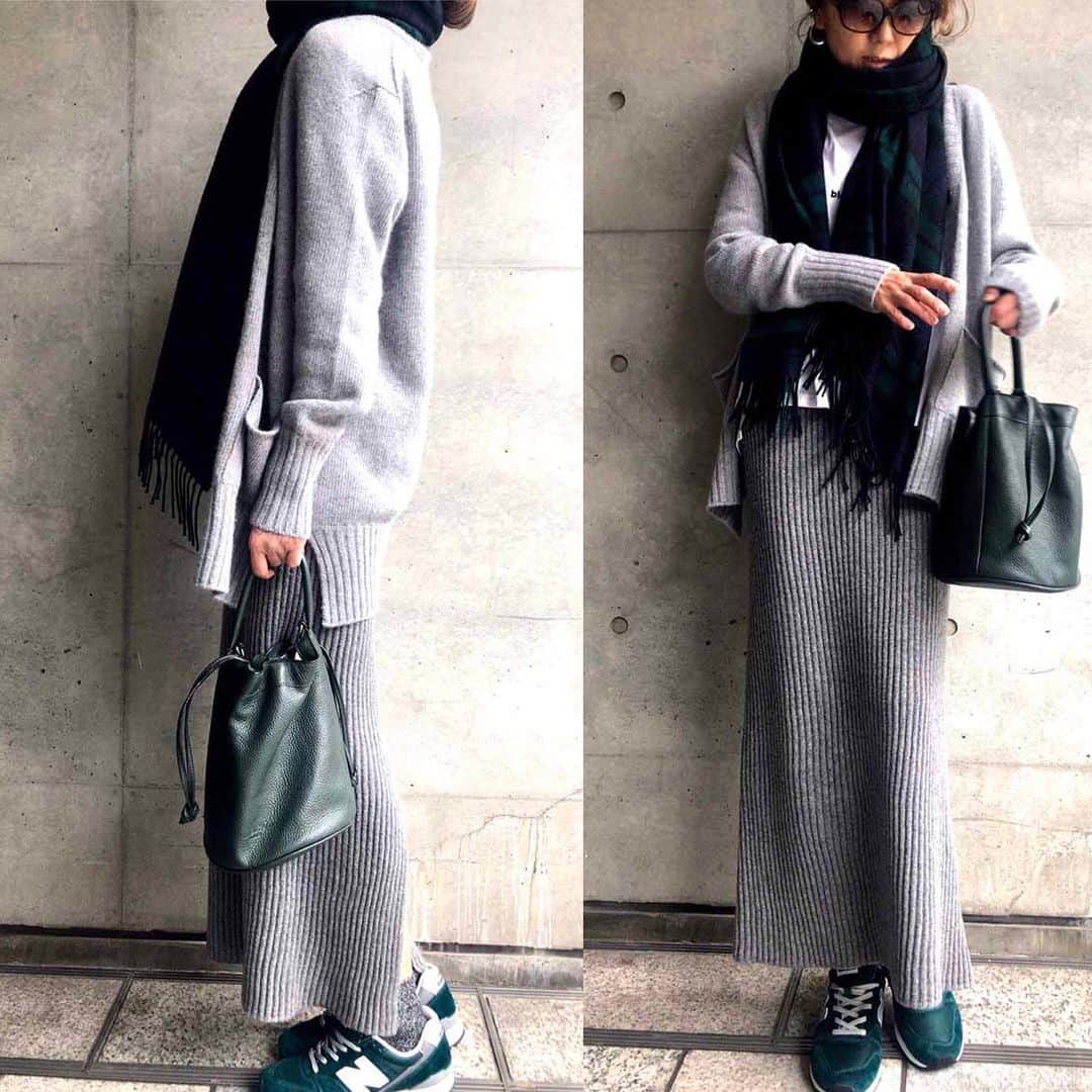 K.KSHOP_officialさんのインスタグラム写真 - (K.KSHOP_officialInstagram)「. NEWSNAP ♦️Coordinate ・ 2019-10-21 ・ +greenで、秋 ・ outer : #annina tops : #soft skirt : #annina bag : #ruedesfleurs accessory : #gigi #anthemforthesenses  shoes : #newbalanse other : #johnstons #rebeccataylor #tabio ・ #kkcloset #kkshop #菊池京子 #kyokokikuchi #style #コーデ #coordinate #code #fashion #スナップ #snap #gray #coordinate #ootd #wear #simple #カジュアル #happy #italy #cardigan #knitskirt」10月27日 12時45分 - k.kshop_official