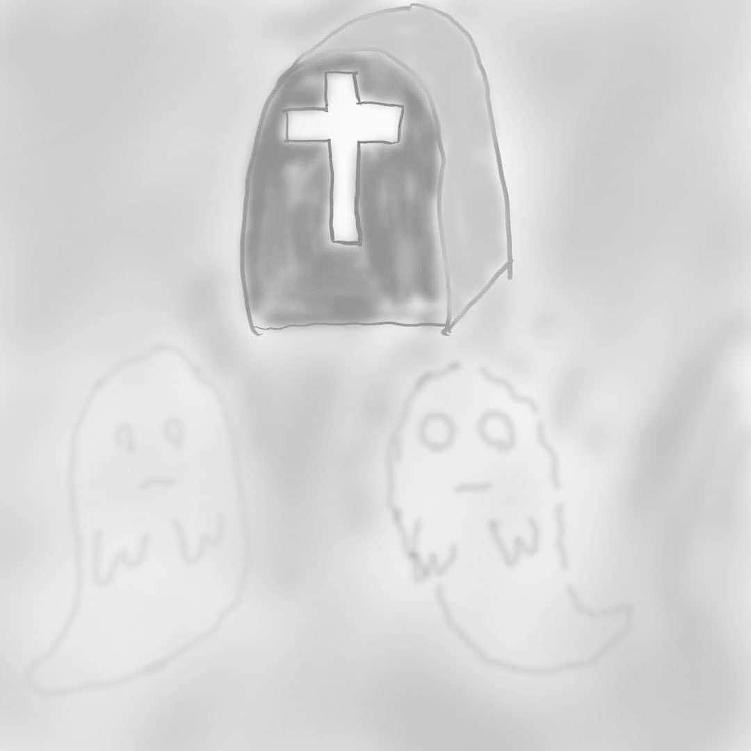 ニシダのインスタグラム：「ハロウィン中も墓場にとどまる幽霊」
