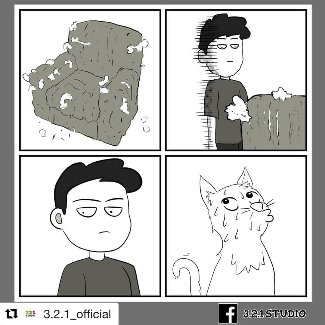 Koleksi Komik Malaysiaさんのインスタグラム写真 - (Koleksi Komik MalaysiaInstagram)「#Repost @3.2.1_official with @get_repost ・・・ When you have cat at home, this always happen... Don't forget to follow, like and subscribe our official page at facebook, instagram and youtube! Help us achieve 10000 followers! Drop your comment and tag cat lover below👇  P/s: jangan lupa follow page kami! @3.2.1_official 😳 tag member dan keluarga korang yang pelihara dan selalu jadi mangsa kat bawah👇  #comic #comics #comicstrip #animation #malaysia #clipstudiopaint #komik #komikmalaysia #animasi #anime #cartoon #cartoonist #cartoons #drawing #illustration #mangaartist #mangadrawing #illustrator #komikstrip #gengkomik #webcomic #webtoon #kartun #lawak #lawakhambar #アニメ #マンガ #321OFFICIAL #cat」10月27日 20時24分 - tokkmungg_exclusive