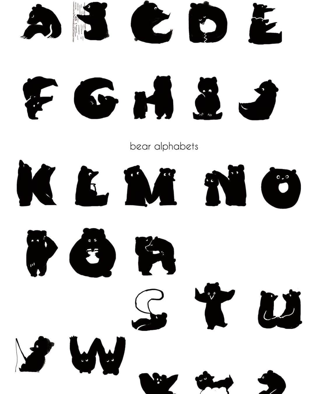 momoroさんのインスタグラム写真 - (momoroInstagram)「ABCの日  #アルファベット#alphabet #illustration #momoro#イラスト#ももろ#monochrome」10月28日 8時42分 - momoro6666
