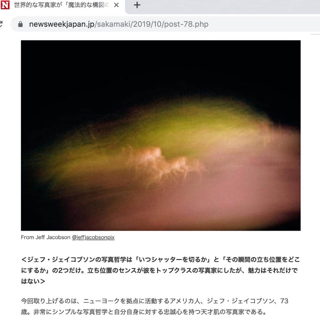 Q. Sakamakiのインスタグラム：「お知らせです。ニューズウィーク 日本版サイト での連載「Instagramフォトグラファーズ」 https://www.newsweekjapan.jp/sakamaki/2019/10/post-78.phpです。インスタグラムを通して世界中を感銘させ、楽しませているフォトグラファーやアーティストを紹介していきます。第95回は、”世界的な写真家が「魔法的な構図の創作者」を超えた写真” で、ジェフ・ジャコブソン @jeffjacobsonpixです。 I would like to announce the 95th article of my "Instagram Photographers" blog on the Newsweek Japan. The blog introduces a photographer or artist around the world who, through Instagram, shares his/her great work, every two weeks or so. This time it features Jeff Jacobson @jeffjacobsonpix. https://www.newsweekjapan.jp/sakamaki/2019/10/post-78.php. Text in Japanese. @qsakamaki @newsweek_japan Thanks again, Jeff, great editor Morita-san @osakasoul and Newsweek Japan.」