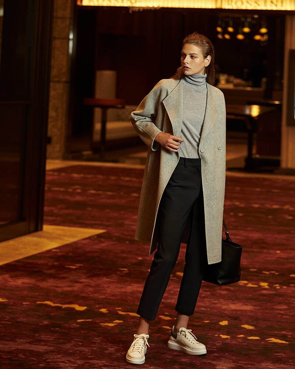 theory luxe カシミア混 ダブルフェイスコート ラベンダーグレー bpbd