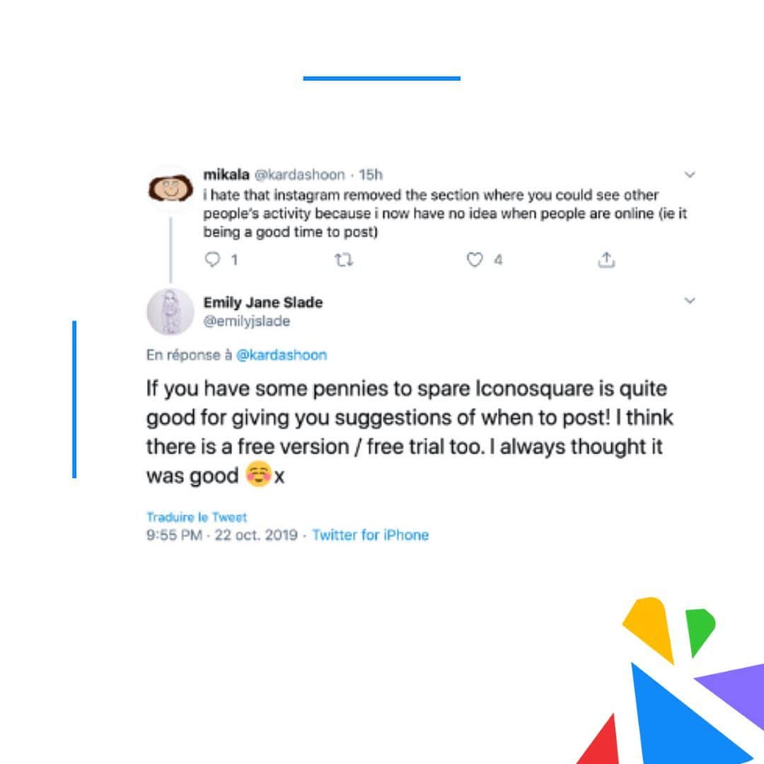 Iconosquareのインスタグラム：「Love it when our users do our work for us! 💙 Luckily, despite Instagram recently removing the “Following” tab, there are other ways to find out when your community is online and ready to interact with your posts.  Our very own @therussianabroad breaks it down for us on the blog, and explains: • How to find your peak engagement times • How to experiment with posting times • How to interpret Instagram’s native Insights to find the best time to post • How to schedule content for maximum engagement  No time like the present 😉 See you there 👉🏼 https://icnsq.re/2osMLOK or click the link in our bio 📝!」