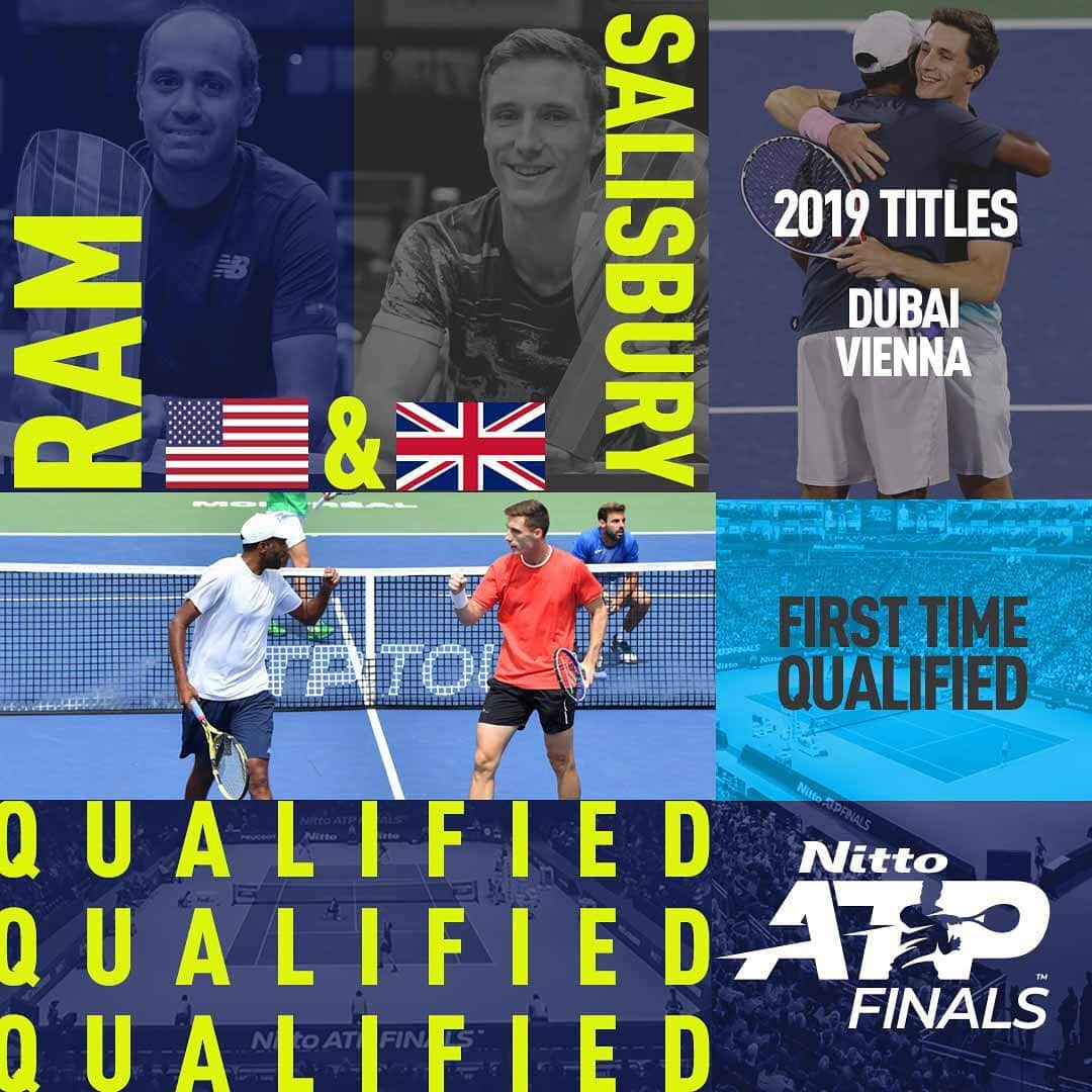 ATP World Tourさんのインスタグラム写真 - (ATP World TourInstagram)「See you in London 🇬🇧 . Results in Paris mean @julrojer/ @horiatecau & @rajeevram318/ @joesalisbury92 have qualified for the #NittoATPFinals.」10月29日 1時34分 - atptour
