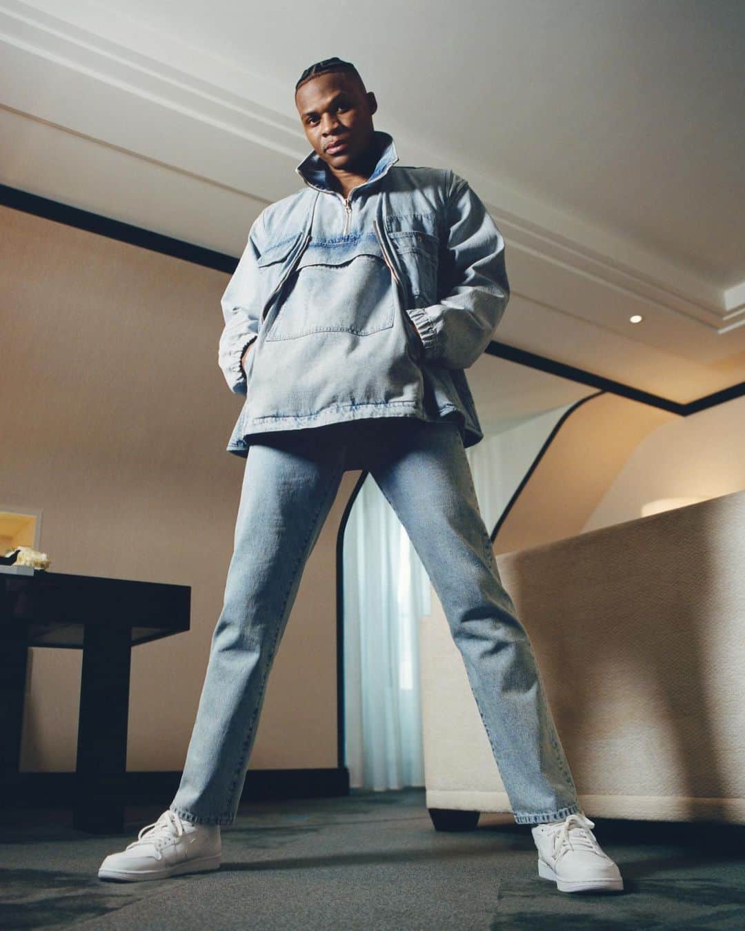 HYPEBEASTさんのインスタグラム写真 - (HYPEBEASTInstagram)「@hypebeaststyle: @russwest44 and @acnestudios have come together to release a capsule collection comprised of workwear-indebted denim pieces. Drawing from the NBA player’s off-court style and the imprint’s distinctive aesthetic, the range delivers a minimalist approach to workwear through its half-zip jackets, utility vests and short-sleeve shirts. All of the pieces are available now online and in select Acne Studios stores.⁠⠀ Photo: Acne Studios」10月29日 11時07分 - hypebeast