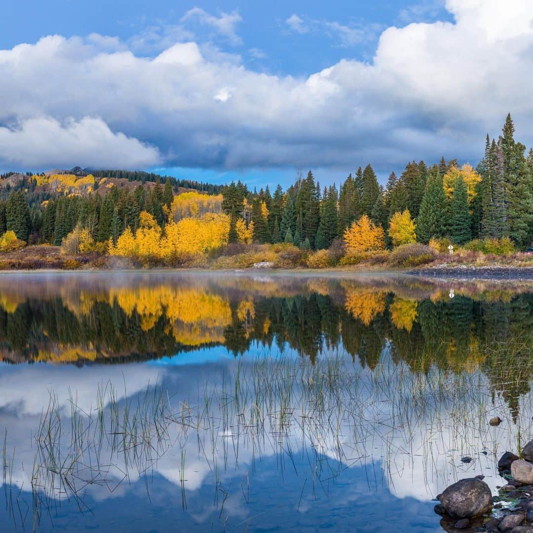 National Geographic Travelさんのインスタグラム写真 - (National Geographic TravelInstagram)「Photo by @michaelclarkphoto | A panoramic scene reflects in Lake Irwin high up on Kebler Pass near Crested Butte, Colorado. Swipe right to see the full image. #keblerpass #colorado #aspens」10月30日 1時11分 - natgeotravel
