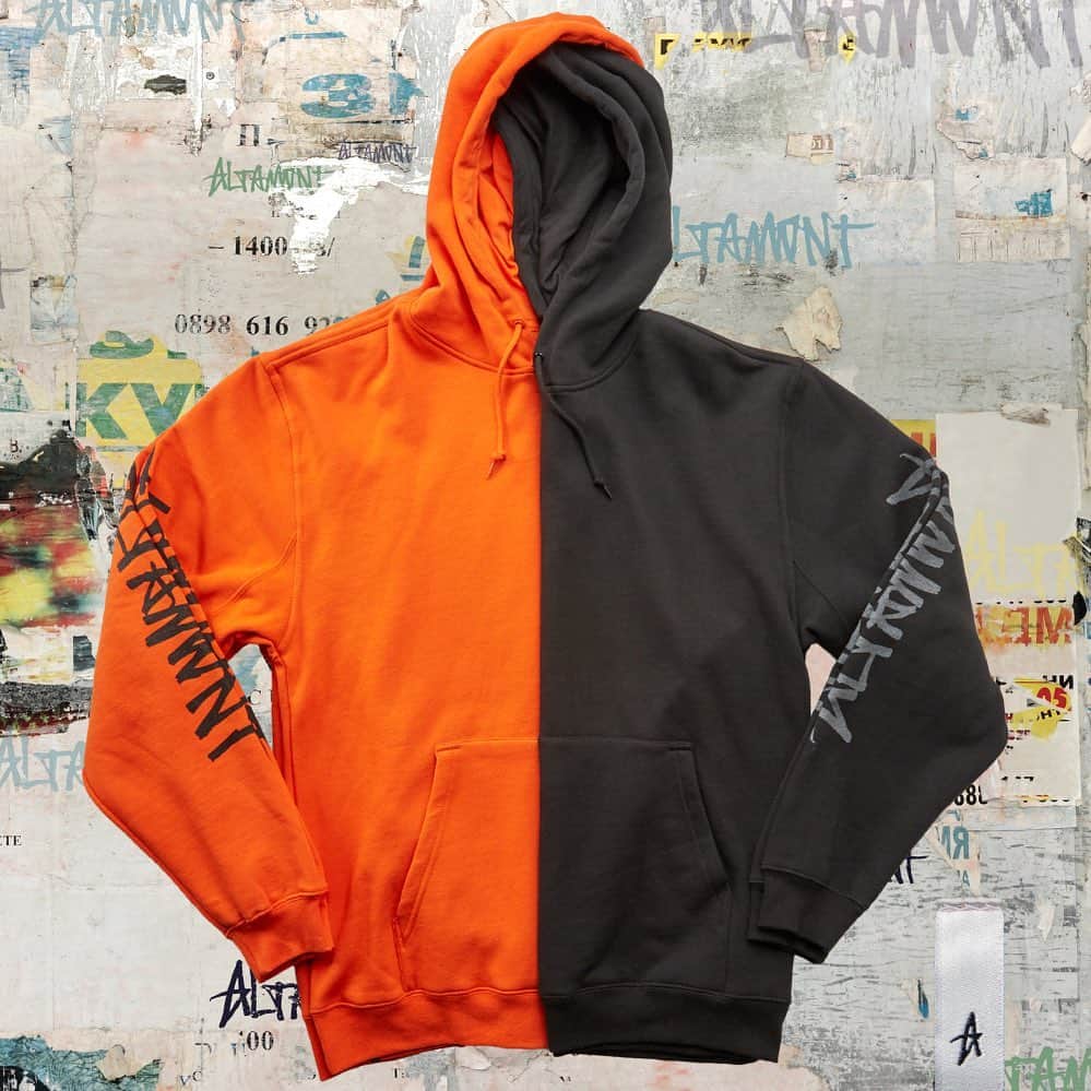 オルタモントのインスタグラム：「☯️ One Liner Hoodie ☯️ // Available in Orange, Black, & Charcoal // #CFADC」