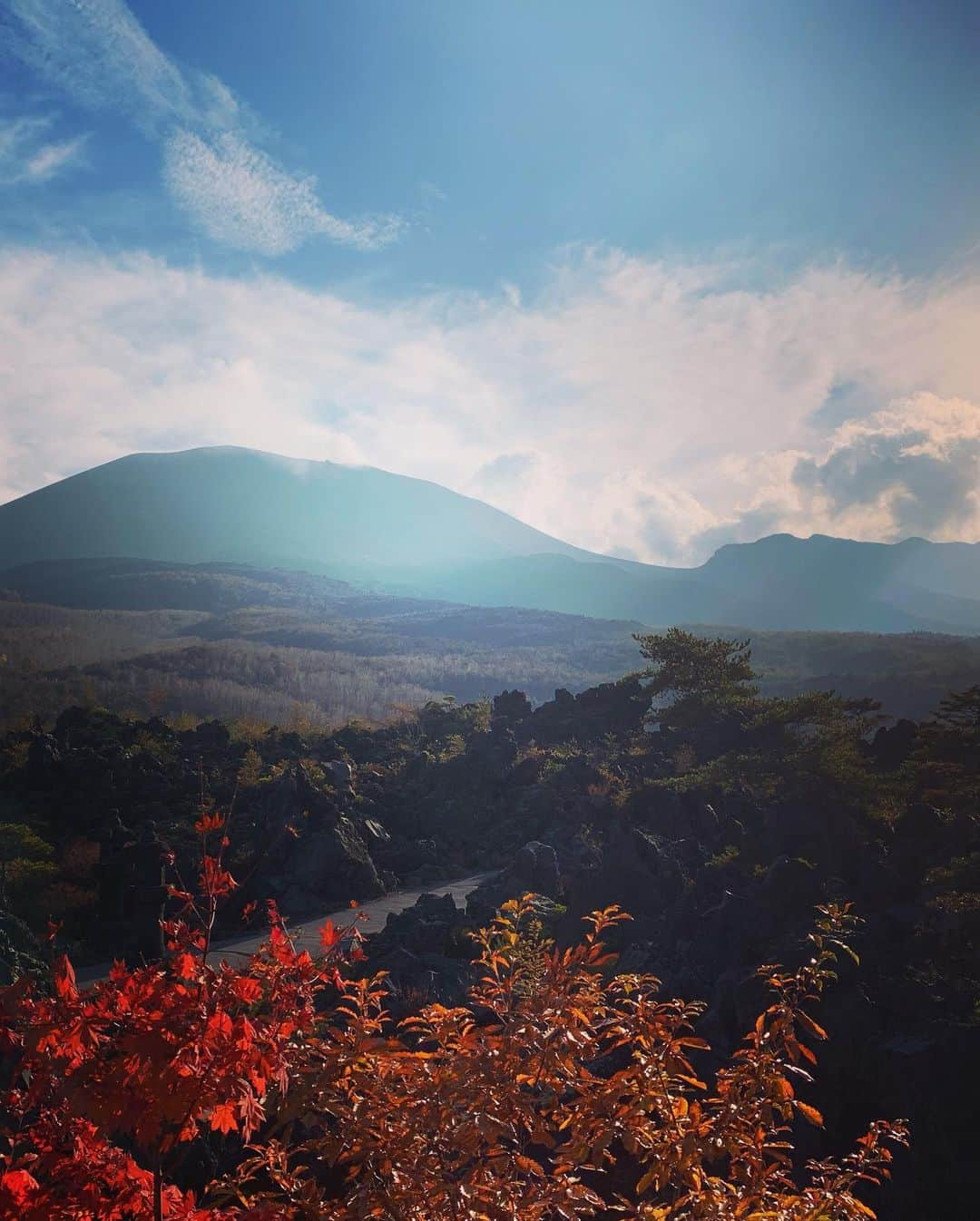 Rie fuさんのインスタグラム写真 - (Rie fuInstagram)「Autumn colors in the magma mountains ⛰ 秋色に染まった火山の小さな木々たち。美しくたくましい自然の神秘🌋 #volcanic #rocks #mountain #autumn #紅葉 #火山 #鬼押出し園」10月30日 16時08分 - riefuofficial