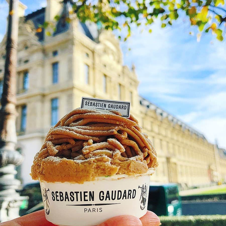 里井真由美さんのインスタグラム写真 - (里井真由美Instagram)「パリに来ました🇫🇷 ・ ・ ヴェルサイユ宮殿〜チュイルリー公園お散歩しながらモンブラン♡ ・ ・ フランスマロンと生クリームとメレンゲ。軽めなので日本人の方にも食べやすいかと思います🌰🌰 ・ ・ パリ「セバスチャン ゴダール」のモンブランです。 ・ ・ テレビ出演や東京モーターショーなどイベント続きなのですが、急なお声がけを頂き、パリで開催中の「サロンドショコラ2019」に少しだけお伺いする予定です♡ ・ ・ そちらも合わせてamebloやfacebook書きますね〜 ・ ・ #パリ#パリとわたし#セバスチャンゴダール#フランスマロン#サロンデュショコラ#モンブラン#モンブラン巡り#和栗#和栗のモンブラン#栗#フランス栗#里井真由美#1級フードアナリスト里井真由美#さといいね#栗スイーツ#デパ地下#ホテルスイーツ#デパ地下スイーツ#ホテル#ありが糖運動#まゆログ」10月30日 21時26分 - mayumi.satoi