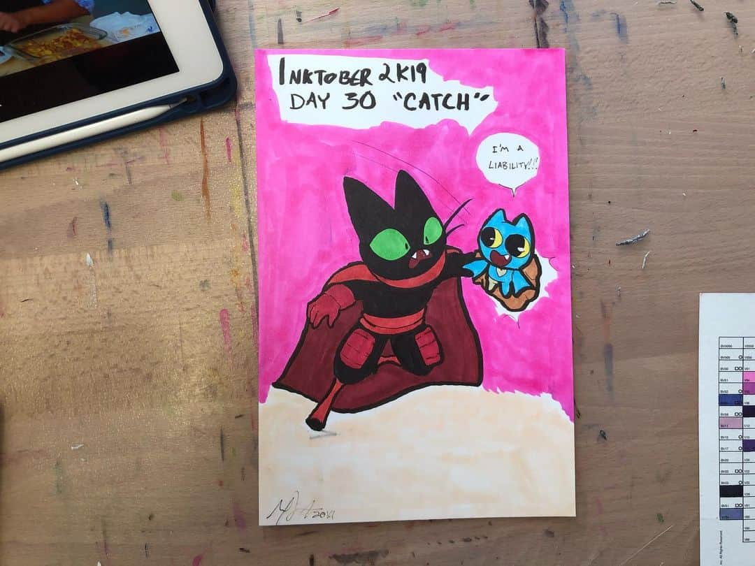 マックス・セットレージのインスタグラム：「#inktiber2k19 day 30 “Catch” AHHH almost done. Featuring Mao Mao heroes of Pure Heart! I love this dumb cat . . . . . . @cartoonnetworkofficial」