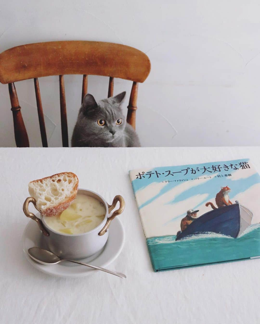 樋口正樹さんのインスタグラム写真 - (樋口正樹Instagram)「Potato soup . 朝のポテトスープ、 絵本とボナさんと。 . . . #読書週間 #ポテトスープ #ポテトスープが大好きな猫 #potatosoup #soupandbread #thecatwholikedpotatosoup #bonahiguchi #Ballarini」10月31日 7時37分 - higuccini