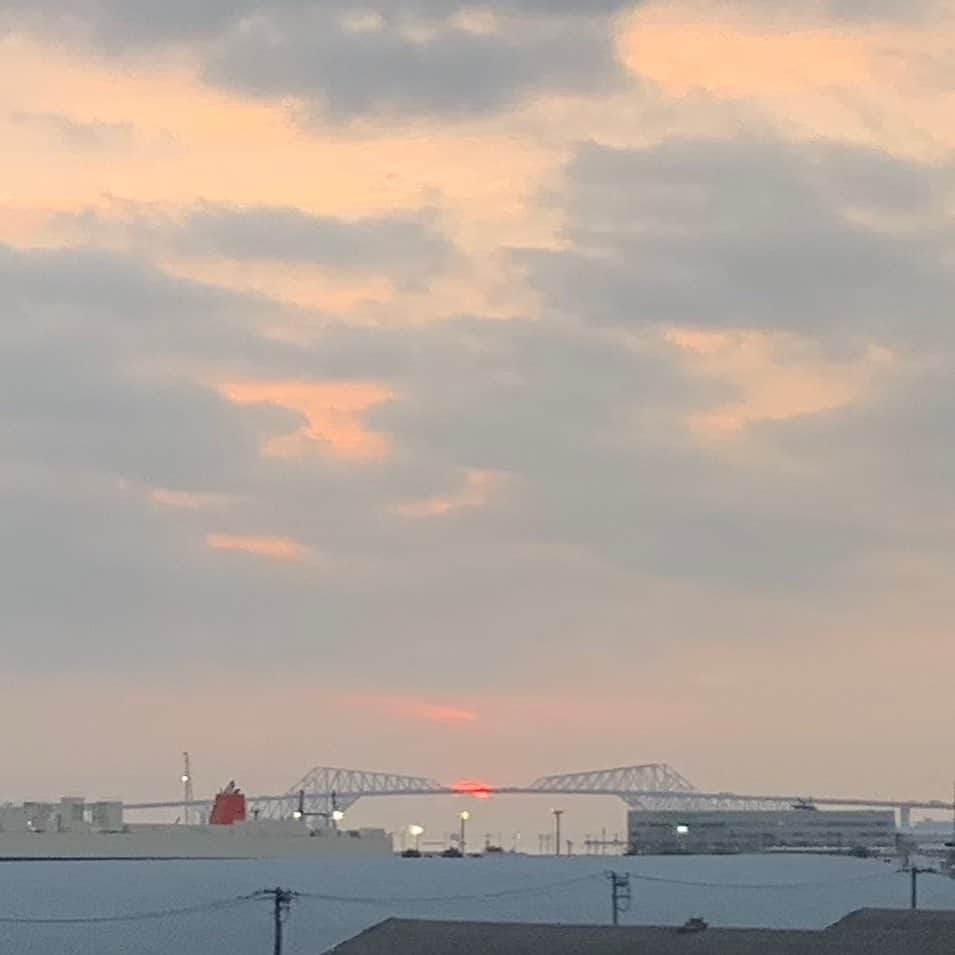 中西圭三さんのインスタグラム写真 - (中西圭三Instagram)「10/31 Goooood morning TOKYO！ 気温16℃、雲で覆われ寒く無く穏やかな朝です。日の出は望めそうも無いので始発のゆりかもめで豊洲市場へ。途中奇跡的に東京ゲートブリッジの真ん中から登る朝日にチラリと遭遇できました😍豊洲では10月皆勤賞のご褒美で久しぶりに『岩田』さんへ😉 変わらぬ『岩田』さんですが、築地のあの雰囲気が無性に懐かしくなってしまいました…」10月31日 8時12分 - keizo1111
