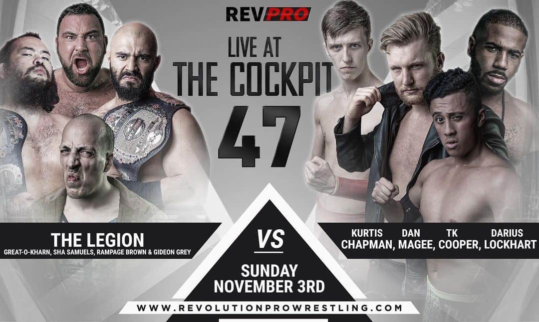 のインスタグラム：「THIS SUNDAY HUGE 8 MAN TAG TEAM MATCH SIGNED!  Live At The London Cockpit The Legion Vs Chapman/Magee/Cooper/Lockhart  Tickets: bit.ly/Cockpit47 @revprouk #GOK #wrestler #prowrestling #undefeated #dominator #GreatOKharn #RevolutionProWrestling #RevProUK #NewJapanProWrestling #njpw #UK #England #London #ドミネーター #オーカーン #プロレス  #プロレスラー #新日本プロレス #英国 #イギリス #イングランド #ロンドン」