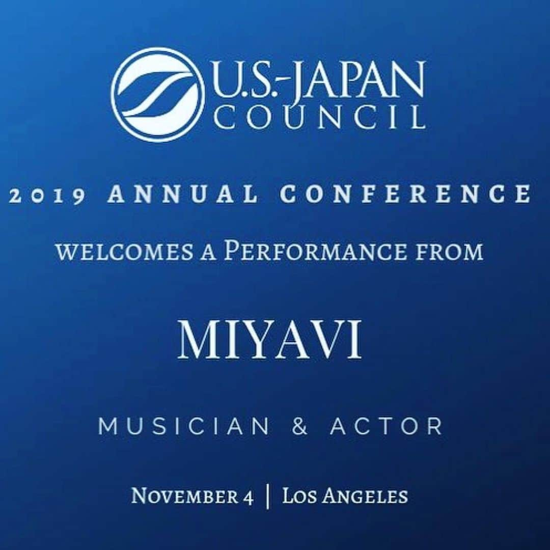 雅-MIYAVI-さんのインスタグラム写真 - (雅-MIYAVI-Instagram)「Such an honor 🙏🏻🙏🏻😌🇺🇸💙🇯🇵🤝#Repost @miyavi_press 『Annual Conference 2019』Big news! USJC is thrilled to welcome a special guest to the Annual Conference: musician, actor and Goodwill Ambassador #MIYAVI ! Known as the "Samurai Guitarist," MIYAVI bridges cultures across the globe with his music. buff.ly/2lyJSun @usjapancouncil @miyavi_ishihara @refugees 『米日カウンシル・アニュアル・カンファレンス』 政府、実業界、学術界ならびに非営利セクターから地方・国家・国際レベルのリーダーが一堂に会し、日米協力の現状と未来について話し合う、年に一度のイベントに #MIYAVI がスペシャルゲストとして参加！11月4日(月) 公開シンポジウム&カンファレンス・レセプションスポンサーズディナー . 2019年のアニュアル・カンファレンスは、「画期的なアイデアと大胆なリーダーシップ ～日米関係の次なるステージ～」というテーマのもと、11月4日から5日にかけてロサンゼルスで開催！ ▼詳細はこちら▼ http://ja.usjapancouncil.org/us_japan_council_annual_conference . #MIYAVI #UNHCR #goodwillambassador #USJCAC」10月31日 11時33分 - miyavi_ishihara