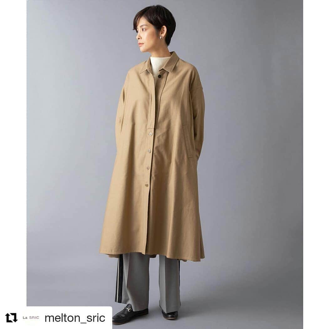 アースモデルスのインスタグラム：「#Repost @melton_sric (@get_repost) ・・・ 秋から春にかけて大活躍なコートワンピース✨  真冬はワンピースとしてコートを羽織って頂けます。🎶 11/上旬入荷予定です！  coat ▶39035(one-piece coat) ▶26,000+tax ▶color:beige/khaki  La SRIC  Direction: @mhbg_tokyo ___________________________________________________________ "miniyu" × "La SRIC"×ZOZOTOWN  ZOZOTOWN"miniyu"SHOPにて La SRIC取り扱いスタートしました🎉  @miniyu_official # miniyu  # miniyu_tokyo  #ミニュウ #ミニュウトーキョー #ZOZO #ootd  #La SRIC  ㅤㅤㅤㅤㅤㅤㅤㅤㅤㅤㅤㅤㅤ  _____________________________________________________________  #autumn #tokyo #ファッション #mineby3mootd #ザラジョ  #秋コーデ #シンプルコーデ  #ママコーデ #30代コーデ # ゆるコーデ #コーデ #ワンピース #ワンピコーデ #大人カジュアル #カジュアルコーデ #ベージュコーデ #ブラウンコーデ #お洒落さんと繋がりたい #ヘアメイク  #コートコーデ #winter #コート」