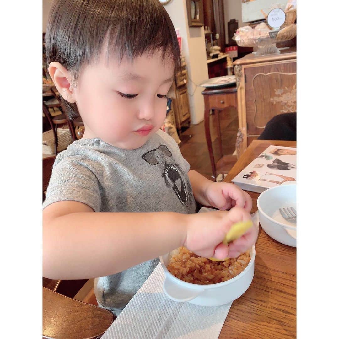 川崎希さんのインスタグラム写真 - (川崎希Instagram)「カフェでごはん💓💓💓 ハッシュドビーフを食べてるおちびーぬ🥰🥰🥰 #2才2ヶ月」10月31日 16時30分 - kawasakinozomi