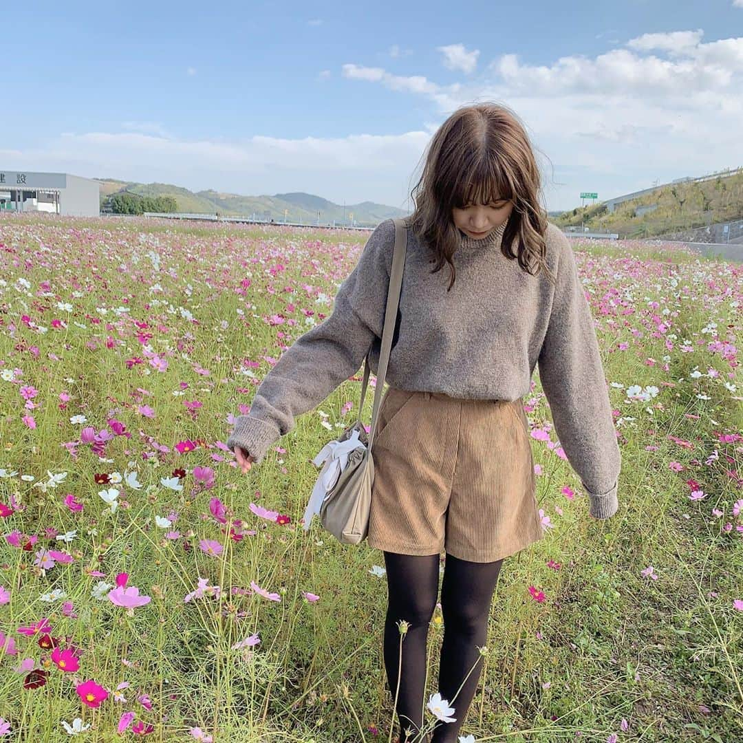 きりまるさんのインスタグラム写真 - (きりまるInstagram)「. このトップスのニット ふうちゃんとお揃いにした🌼 メガネコーデしてるときと おんなじ @fifth_store だよう！ . . 毛布みたいにやわらかくて ゆるく着れるからすきです〜◎ ふうちゃんが 一生懸命とってくれたのでのせます👶🏻♡ . . #ニット#コーデ#154センチ#低身長コーデ#ニットコーデ#カジュアル#コスモス畑#fifth#fifthtl#フィフス#サイドスリットロールアップスリーブニット」10月31日 18時12分 - kirimaruuu