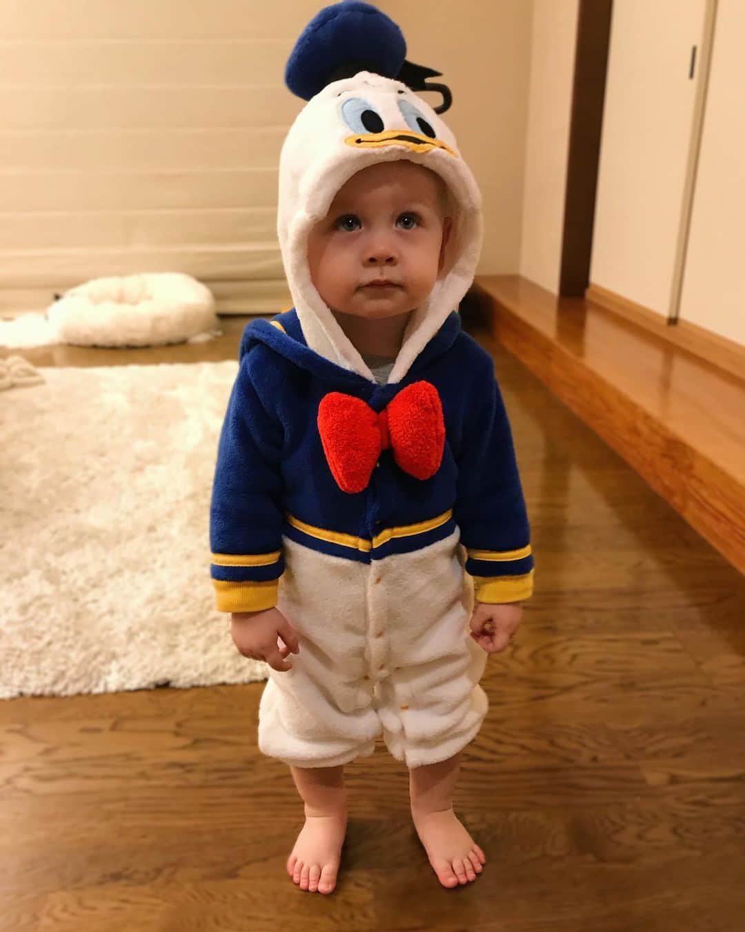 リアノン・ランゲラック（ミッチェル・ランゲラックの妻）のインスタグラム：「Happy Halloween “Quack Quack” 😂 #halloween #halloweenbaby #donaldduck #babydonald #disney」