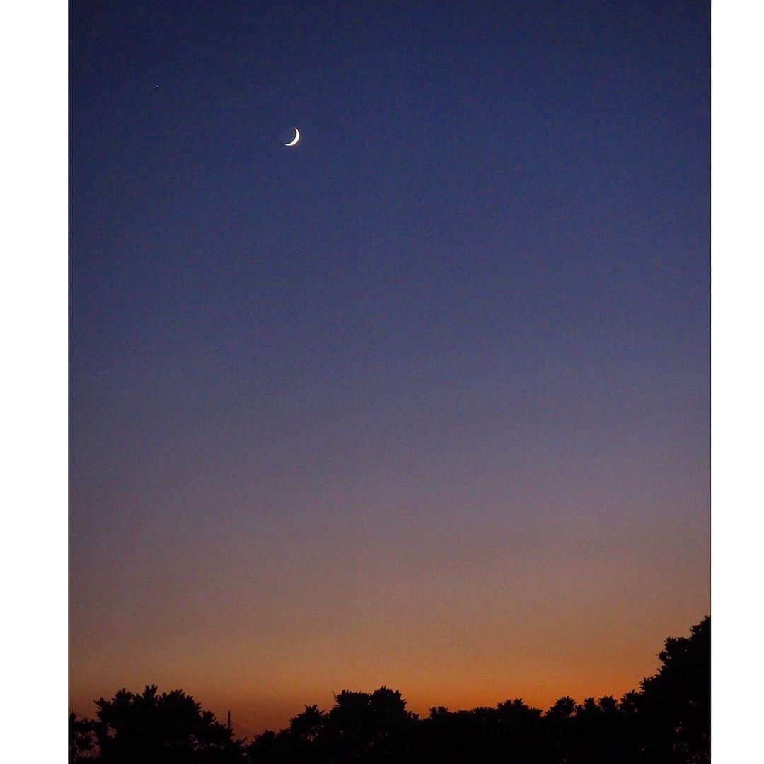 Sora Momoさんのインスタグラム写真 - (Sora MomoInstagram)「今日の夕暮れの空🌙 ☺︎ 夕暮れ時に見えるこの細い月を見ると写真に撮りたくなります ☺︎ でも実際に見てる綺麗な空はなかなか撮れないなぁ ☺︎ #今日の夕暮れ時の空 #細い月#グラデーションが綺麗#そらももの空」11月1日 0時54分 - teratera_sorapu_