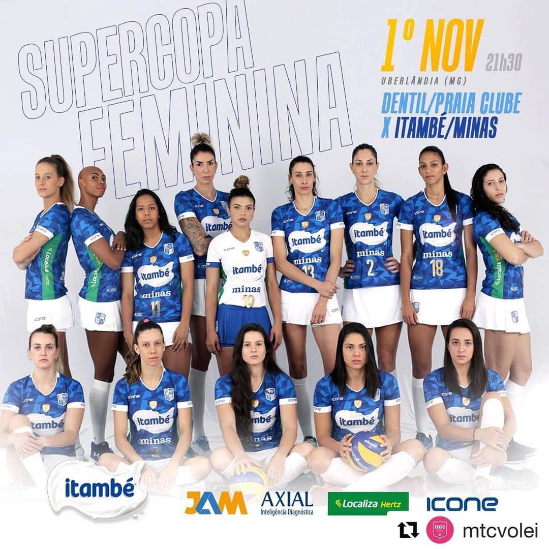 シェイラ・カストロのインスタグラム：「#Repost @mtcvolei with @get_repost ・・・ 😍 CHEGOU A HORA! 💙 ⠀ Supercopa de Vôlei 2019 🏐 Itambé/Minas x Praia Clube⠀⠀ 🗓 1°/11 ⏰ 21h30 📌 Uberlândia (MG)⠀⠀ 📺 Transmissão: Sportv2 ⠀ #VaiMinas 💪 #ItambéMinas #ParedãoAzul #Volei #Volley」