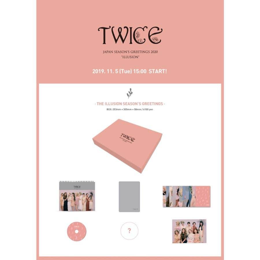 TWICE JAPANさんのインスタグラム写真 - (TWICE JAPANInstagram)「‪TWICE JAPAN SEASON’S GREETINGS 2020 “ILLUSION”‬ http://www.twicejapan.com/news/detail/528 <ONLINE>‬ 11.05(tue) 15:00 START‬ https://store.emtg.jp/oncejapan/ <OFFLINE>‬ TWICE WORLD TOUR 2019 'TWICELIGHTS' IN JAPAN MD BOOTH‬  #TWICE #ILLUSION ‬」11月1日 12時01分 - jypetwice_japan