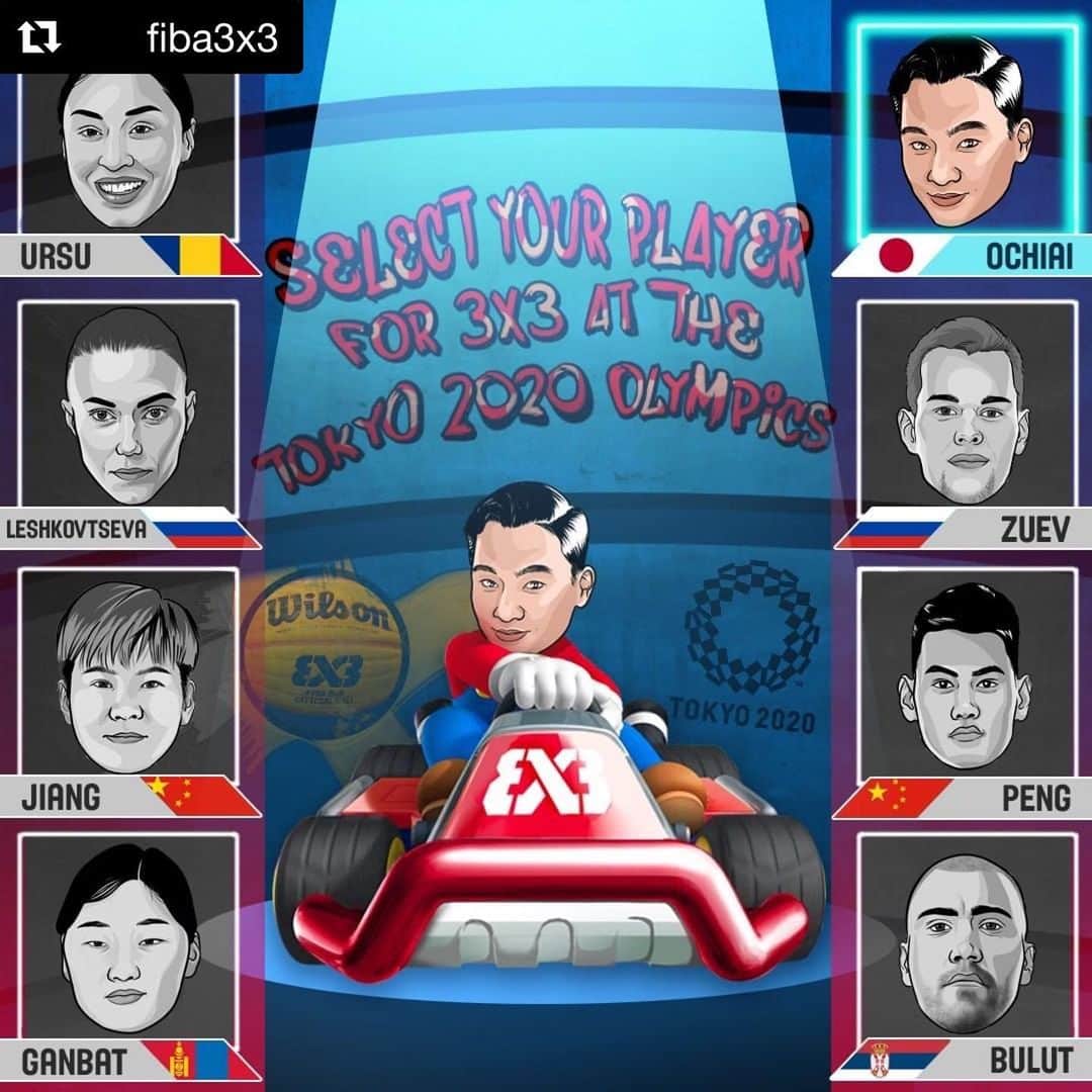 落合知也のインスタグラム：「🔥🇯🇵🔥 #Repost @fiba3x3 with @get_repost ・・・ Who are you selecting to play at the @tokyo2020 @olympics ?🤔」