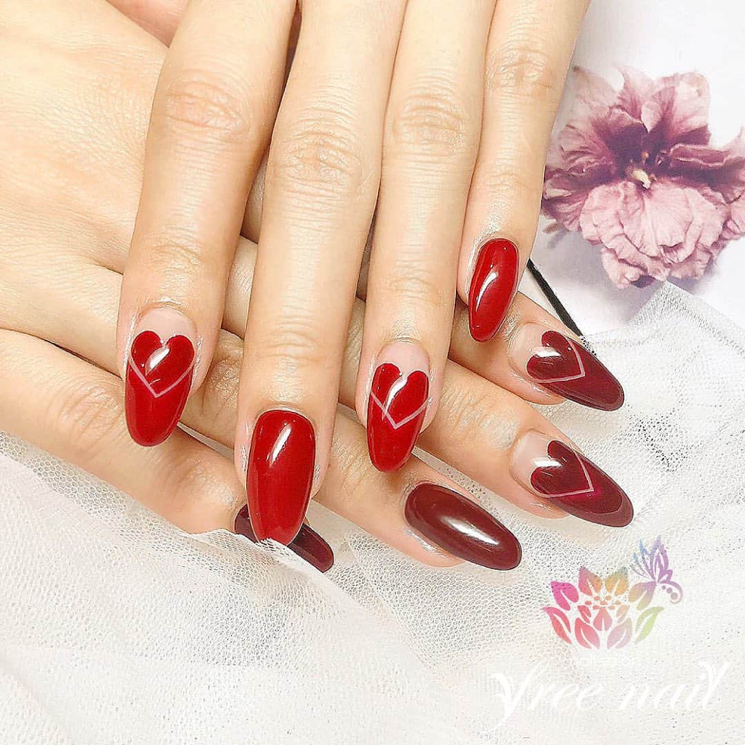 Free Nail フリーネイルさんのインスタグラム写真 Free Nail フリーネイルinstagram お客様ネイル シンプルハートネイル 真っ赤なハートにキュン ご来店ありがとうございました ネイル フリー