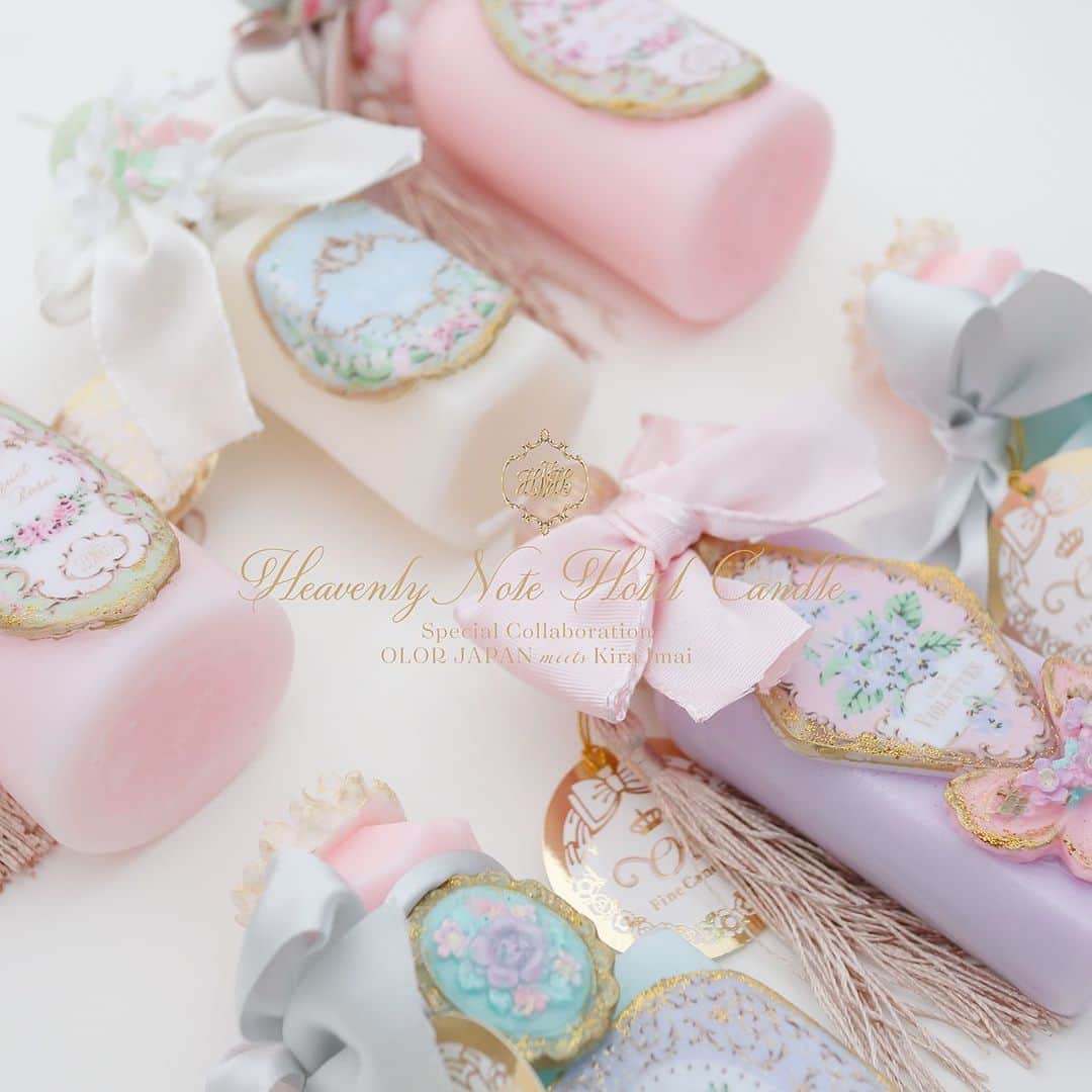 今井キラのインスタグラム：「𝒩ℯ𝓌﻿ Special Collaboration﻿ OLOR JAPAN meets Kira Imai﻿ ﻿ 「Heavenly Note Hotel Candle」﻿ ﻿ 個展「Note」のためにOLOR JAPANさんに特別なキャンドルを制作して頂きました。﻿ Heavenly Note Hotelの客室に置いてある香水瓶をイメージしたキャンドルは全部で4種類。﻿ ﻿ 今井キラ個展「Note」﻿ 2019年11月8日－12月1日﻿ 浅草橋 パラボリカ・ビス﻿ ＊火水休館﻿ ﻿ 💐﻿ ﻿ 💐﻿ ﻿ 💐﻿ ﻿ #kiraimai #香水 #perfume #lolitafashion #キャンドル #Candles #olorjapan」