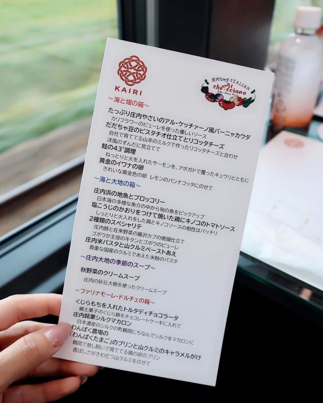 加藤瑠美さんのインスタグラム写真 - (加藤瑠美Instagram)「日帰り旅行で新潟・山形の旅💖  酒田からデビューしたばかりの観光列車【海里】に乗車して新潟までビューン🚅 海里は「新潟・庄内の食」と「日本海の景観」が楽しめる観光列車なんです✨  移動時間って結構退屈してしまうタイプなのだけど、美しい景色と美味しいお食事をいただきながら目的地に向かえるのは本当に嬉しい🥺  途中、桑川駅で30分ほどの休憩時間あったので外に出てリフレッシュ✨ 海辺で見た夕陽が美しすぎて忘れられない☀️ 海里限定のソフトクリームもびっくりするくらい美味しかったなあ🍦  海里の中でも車両によってシートタイプが違うみたいで、また違う車両にも乗ってみたい💕 とっても良かったから、次は泊まりでゆっくりと山形と新潟、あとは海里を堪能したいです☺️ . @jreast.niigata  #weekend#weekendtrip#niigata#trip#travel#train#pr#jr東日本#jr東日本新潟支社#海里#日帰り旅行#新潟#山形#国内旅行#新幹線#観光列車」11月1日 18時34分 - katorubi