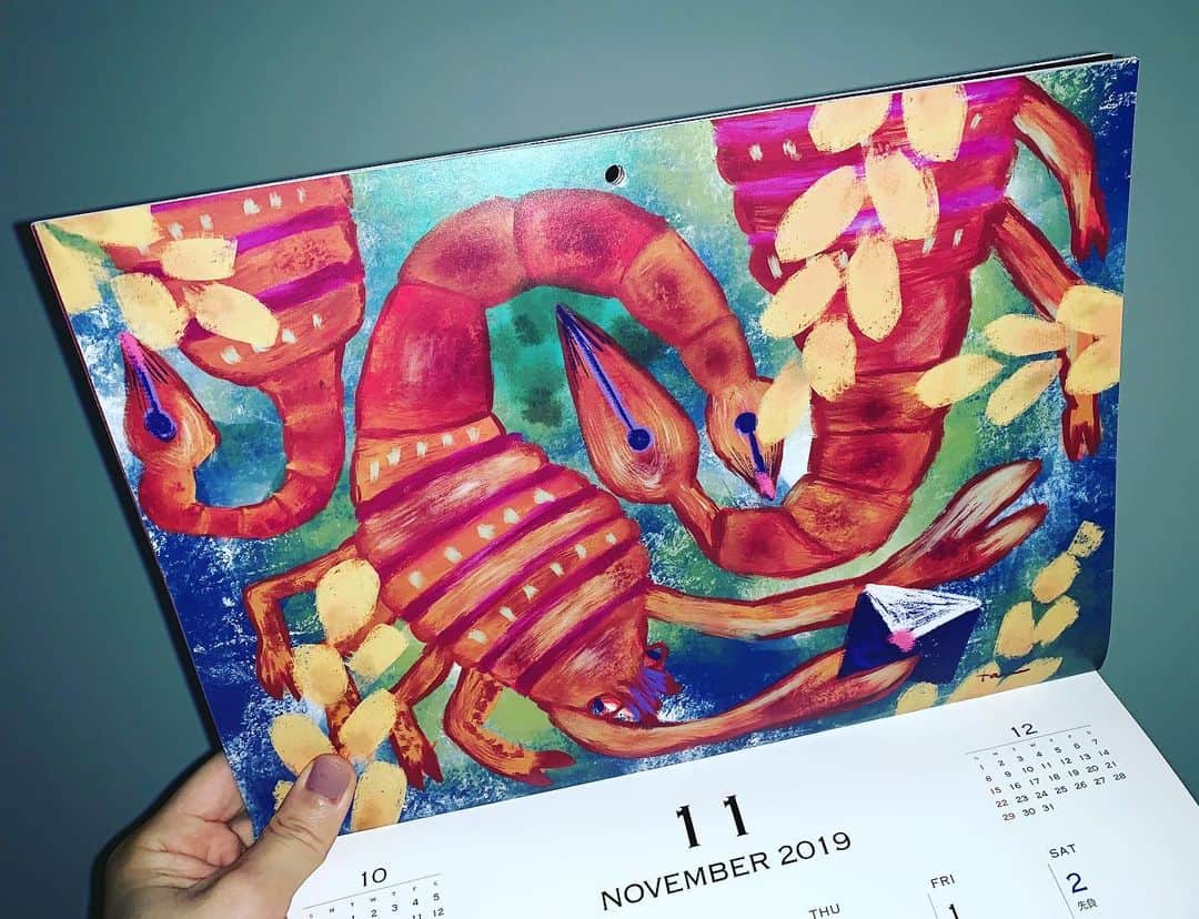 のインスタグラム：「11月。お犬が鳴いている。なぜ手紙を描いたのか私に手紙を書こうか。わんわん . . . . #november#11月  #tamurapan#calendar#calender2019  #2019#artwork#myartwork  #たむらぱんカレンダー#たむらぱん」