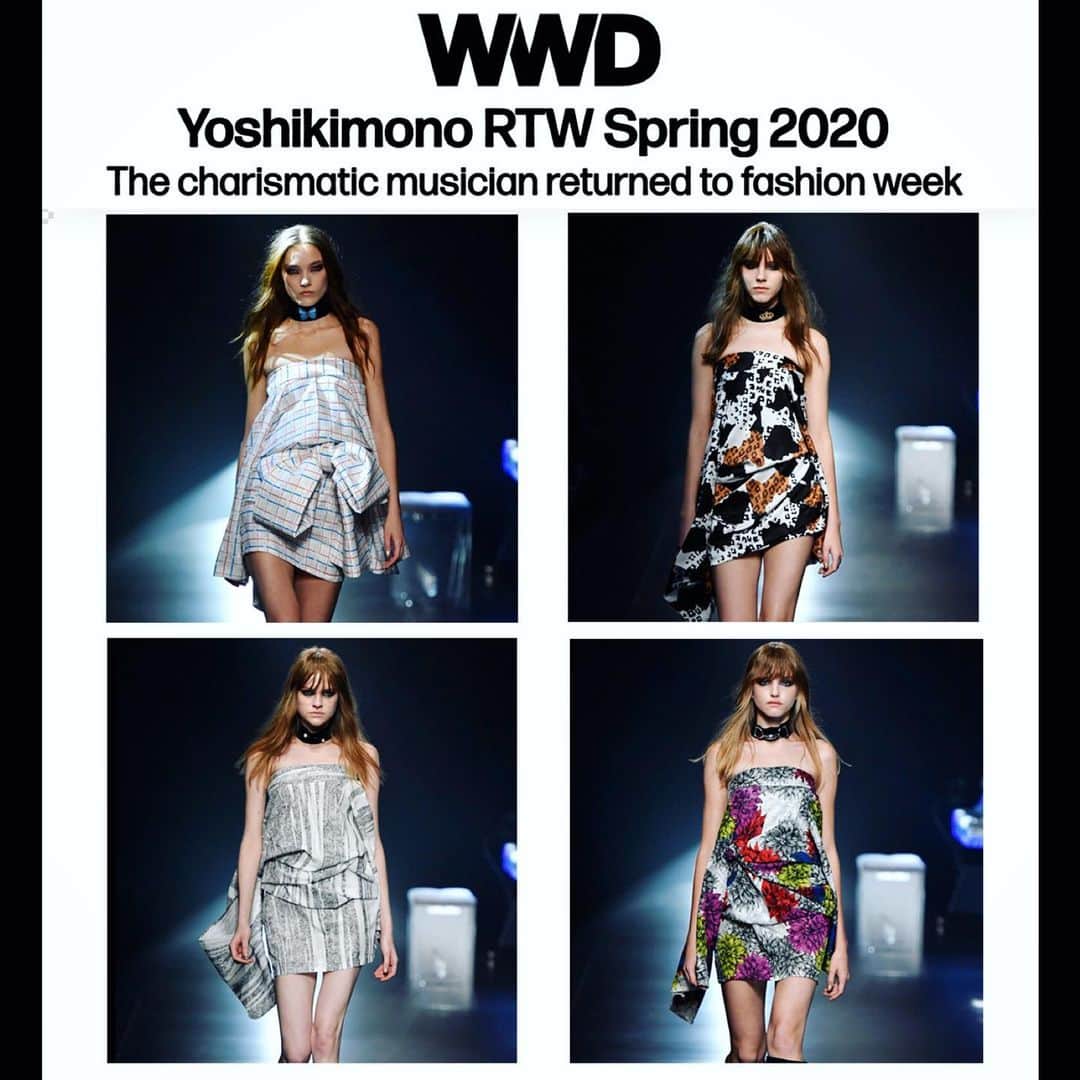 のインスタグラム：「Thanx！ 海外でも多く取り上げてくれた.. ありがとー。 #Yoshikimono RTW Spring 2020 The charismatic musician returned to fashion week with his #kimono collection. #yoshiki #wwd #TokyoFashionWeek @wwd @yoshikimono @rakutenfwt  https://wwd.com/runway/spring-ready-to-wear-2020/tokyo/yoshikimono/review/」