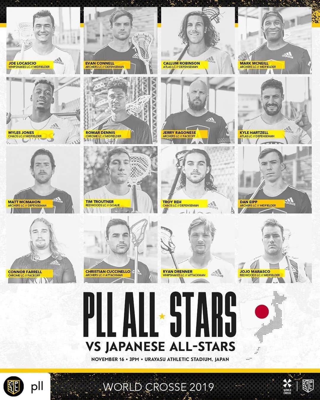 山田幸代さんのインスタグラム写真 - (山田幸代Instagram)「Posted @withrepost • @pll THE PLL IS HEADED TO JAPAN!! 16 PLL players will be participating in the World Crosse Exhibition Game vs. Japanese All-Stars later this month. 🇯🇵🇺🇸」11月2日 3時37分 - lacrosseplayer_sachiyoyamada