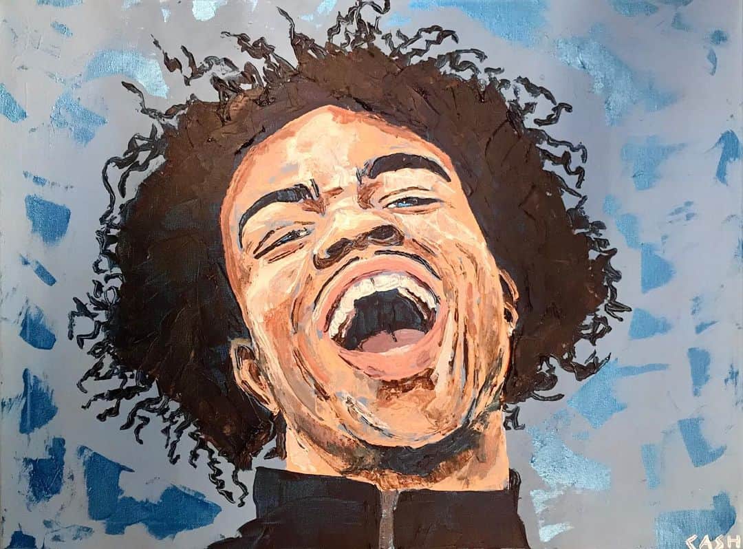 CASH（Carl Anders Sven Hultin）のインスタグラム：「Popopop 🎤🎮 @gambinojetski #portrait #painting #artbycash #art #popopop #gambi」