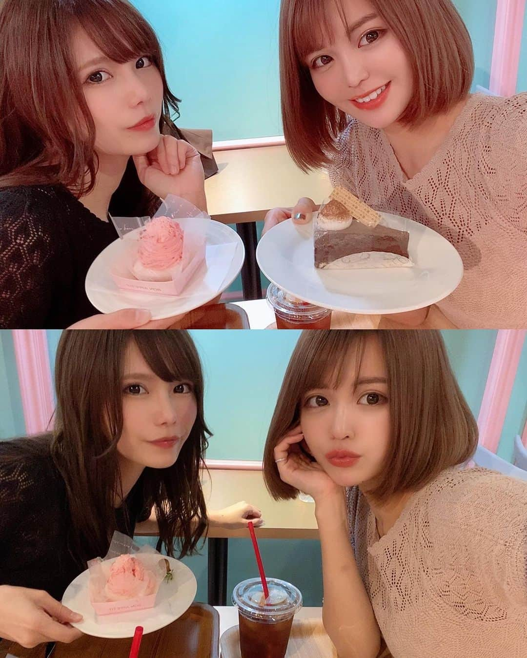 ななぴさんのインスタグラム写真 - (ななぴInstagram)「たやんとお揃いのワンピでおデートしてきたの💕🍰﻿ ﻿ 膝下のフレアになっているところ﻿ 歩くたびに揺れてとても可愛い…﻿ スナのワンピが一番好きや。﻿ ﻿ onepiece : @snidel_official ﻿ cardigan : @gelatopique_official ﻿ boots : @milaowen_official ﻿ bag : @stellamccartney ﻿ ﻿ ﻿ 可愛すぎて癒された。。﻿ 本当に大好きおしりすちゃん﻿ はやく旅行行きたいねえ☺️💓﻿ ﻿ ななボブこの日はストレート内巻きでした💐﻿ ﻿ ﻿ ﻿ #女子デート　#デート服　#スナイデルワンピ　#スナイデル　#snidel #秋服　#秋ワンピ　#タイトスカート　#タイトワンピ　#クロシェワンピ　#ボブ　#ショートロブ　#ロブ　#ショートヘア　#cardigan #カーデ　#カーディガン　#コーデ　#私服」11月2日 10時48分 - __nanapgram__