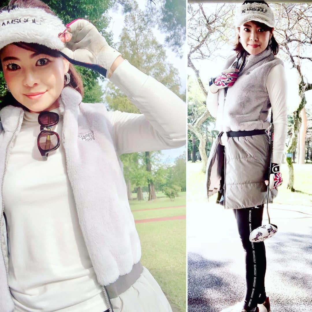 のインスタグラム：「BEAMS GOLF⛳️ ふわもこベストにダウンのスカートがくっついたベストワンピ❥ まだ暑い時もあるから、すぐ脱げるように下にスカートも履いておけば脱ぎ着 出来て楽しめます♫  #BEAMSGOLF #ビームスゴルフ #ごるふうえあ #ゴルフウェア ＃ゴルフウェアコーデ#ゴルフコーデ #ゴルフ女子 ＃ゴルフ大人女子 #秋ゴルフ #ゴルフ大好き #reinagolf」