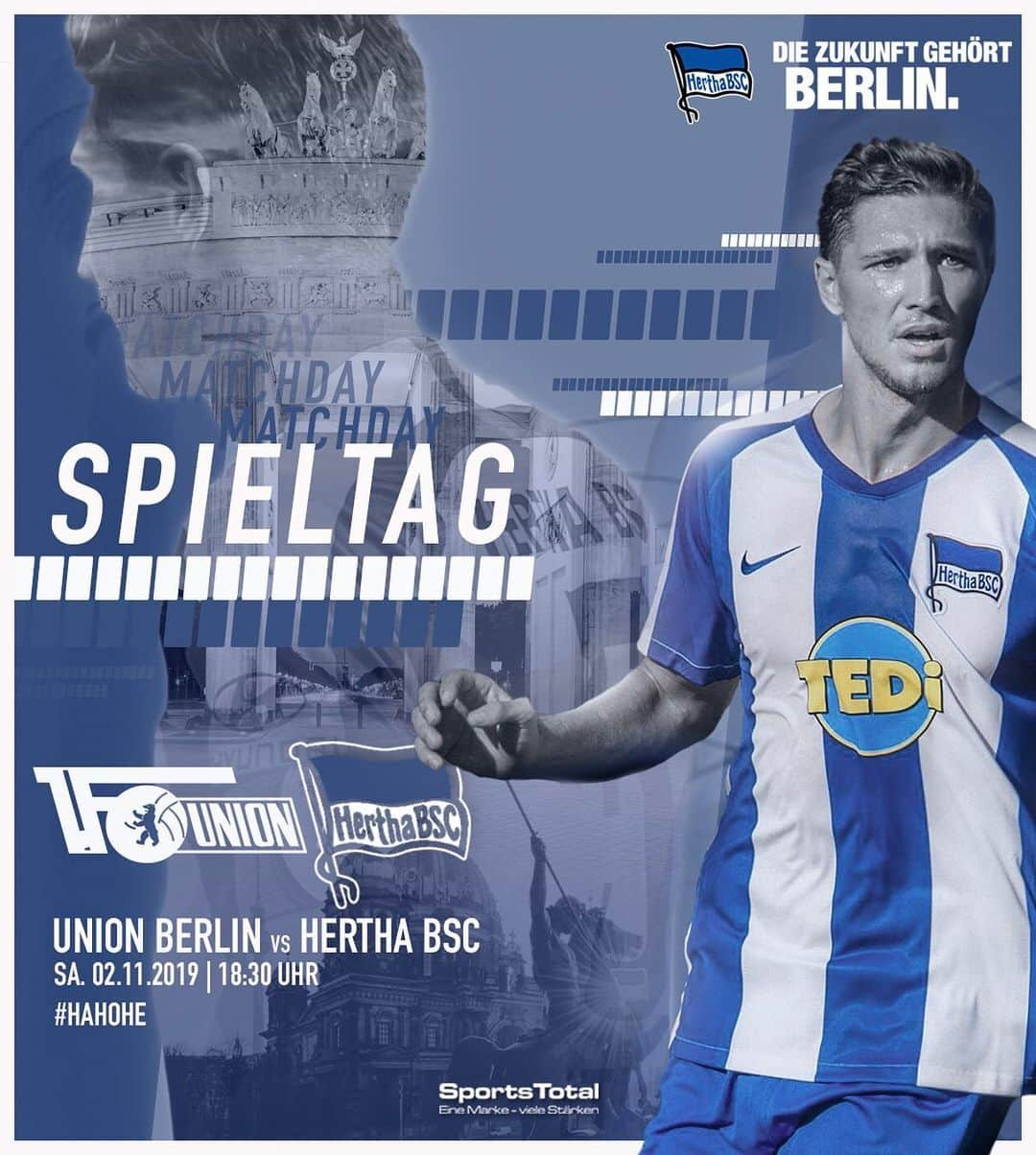 ニクラス・シュタルクのインスタグラム：「M A T C H D A Y 🔵⚪️ #HaHoHe #HerthaBSC #Derby #Berlin #NS5」