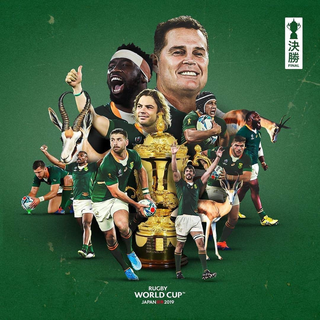 ラグビーワールドカップさんのインスタグラム写真 - (ラグビーワールドカップInstagram)「.﻿ #RWCFinal ノーサイド❗﻿ 🏴󠁧󠁢󠁥󠁮󠁧󠁿12-32🇿🇦﻿ .﻿ ラグビーワールドカップ2019日本大会の王者は南アフリカ代表🏆🇿🇦﻿ .﻿ 2007年大会以来の史上3度目の優勝を決めました👏👏👏﻿ .﻿ #RWC2019 #ENGvRSA #RWC横浜 #ENG #CarryThemHome #englandrugby #RSA #StrongerTogether #Rugby #Rugbygram #ラグビー #Final #決勝 #champion #優勝」11月2日 19時57分 - rugbyworldcupjp